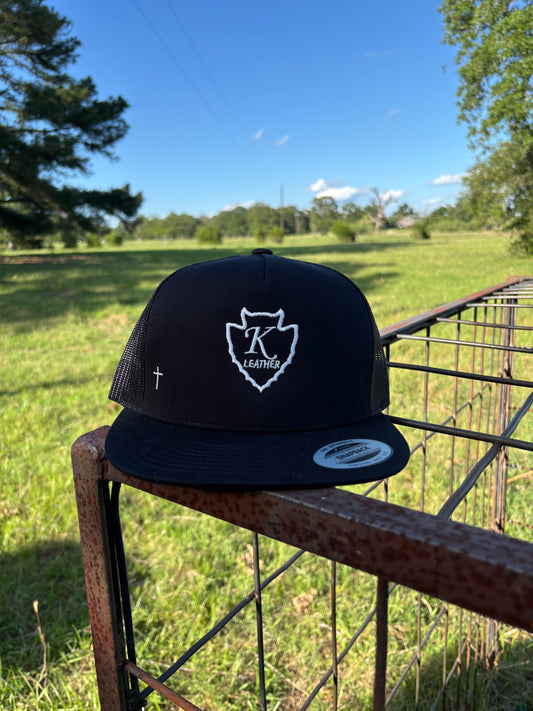 Black trucker cap